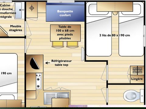 MOBILHOME 4 personnes - 2 chambres en DIMANCHE (Juillet/Août)