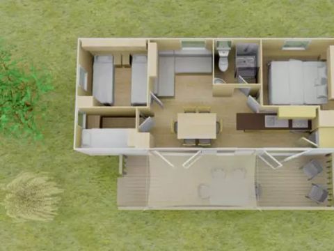 MOBILHOME 6 personnes - Premium | 3 Ch. | 5/6 Pers. | Terrasse surélevée | Clim.
