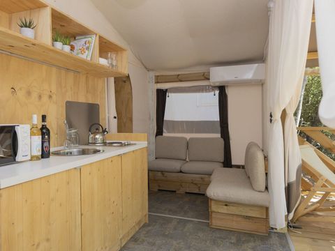 Tente en toile et en bois 5 personnes - Hu glamp Smart