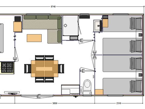 Mobilhome 6 personnes - Premium Morgon - 3 chambres avec sanitaires