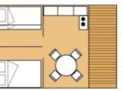 Tente en toile et en bois 4 personnes - Nature sans sanitaire