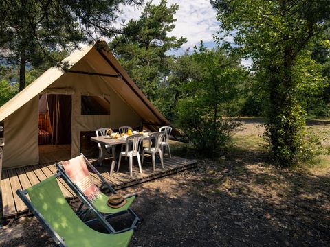 Tente en toile et en bois 5 personnes - Nature - Sans sanitaire