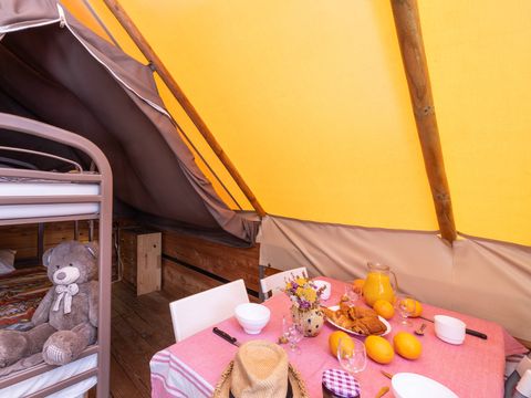 Tente en toile et en bois 5 personnes - Nature - Sans sanitaire