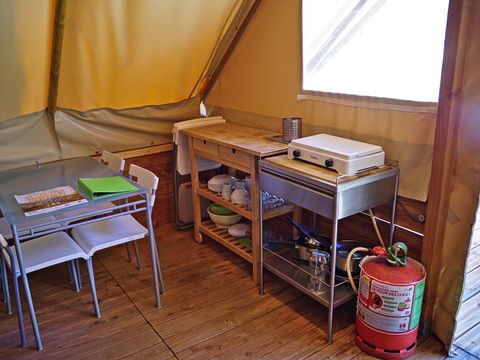 Tente en toile et en bois 5 personnes - Nature - Sans sanitaire