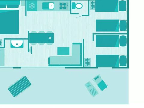 MOBILHOME 6 personnes - Cottage 4 Pièces 6 Personnes Climatisé + TV ***