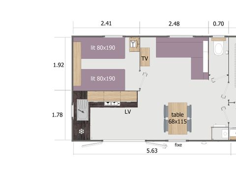 MOBILHOME 5 personnes - Lodge Premium D 2 chambres 30m²
