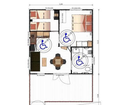 CHALET 4 personnes - CHALET "OCEAN" ADAPTE P.M.R. 2 chb. 4 pl.