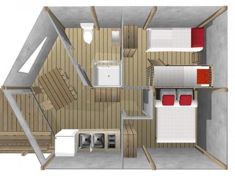 Tente en toile et en bois 5 personnes - Tente Lodge Confort - Avec sanitaires