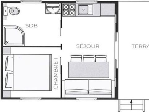 LODGE 4 personnes - Lodge Feroe 20m² (1 chambre)  Climatisation