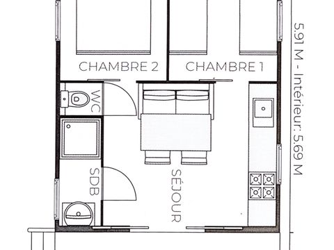 LODGE 7 personnes - LODGE CAPE TOWN 27m² (2 chambres)