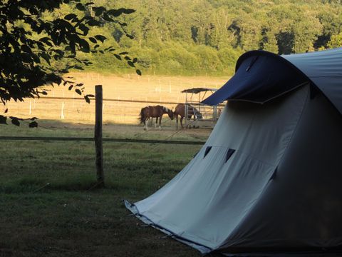 Emplacement - Forfait Privilège (1 tente, caravane ou camping-car / 1 voiture / électricité 10A) vue sur nature