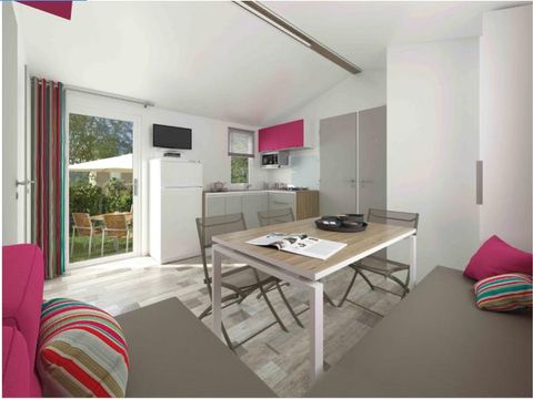 MOBILHOME 6 personnes - Homeflower PREMIUM CLIM 35m² -3 chambres +terrasse semi-couverte +TV +draps +serviettes | 6 personnes