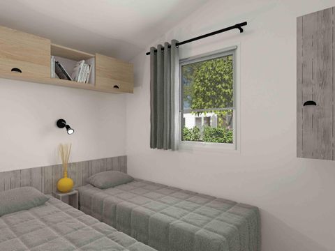 MOBILHOME 4 personnes - PREMIUM 28m² - 2 chambres + TV  + terrasse semi-couverte + draps + serviettes