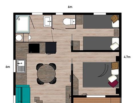 CHALET 4 personnes - Mimosa - TV - 47 m² avec terrasse couverte - 2 chambres