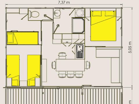 CHALET 6 personnes - EDEN - TV - 54m² avec terrasse couverte - 3 chambres
