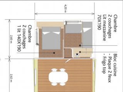 MOBILHOME 4 personnes - CABANE 21m² / 2 chambres (sans sanitaires)