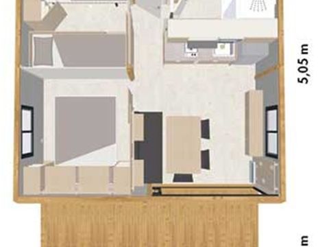 CHALET 5 personnes - Chalet Médiéval - CLIM - 37 m² avec terrasse semi-couverte - 2 chambres