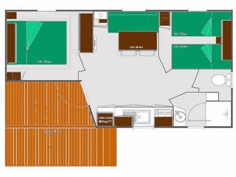 MOBILHOME 4 personnes - O'hara CLASSIC - 2 chambres - 22,50 m2 (+Terrasse semi couverte 8 m2) 4 personnes