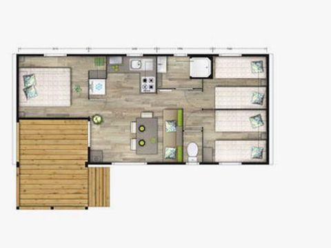 MOBILHOME 6 personnes - Malaga Trio - 3 Chambres -  30 m2 (+ Terrasse semi couverte 11 m2) 6 personnes