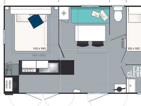 MOBILHOME 4 personnes - RIVIERA 2 Premium 26 m² (2 ch. 4 pers.)