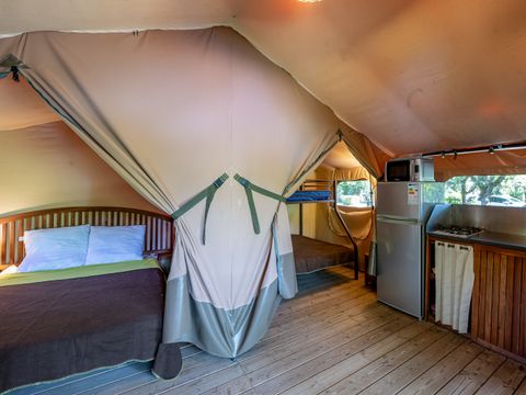 Tente en toile et en bois 5 personnes - Lodge CONFORT 2ch 5 - sans sanitaires