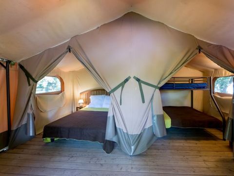 Tente en toile et en bois 5 personnes - Lodge CONFORT 2ch 5 - sans sanitaires