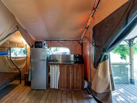 Tente en toile et en bois 5 personnes - Lodge CONFORT 2ch 5 - sans sanitaires