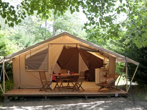 Tente en toile et en bois 4 personnes - Lodge Confort 2 chambres