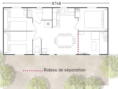 MOBILHOME 6 personnes - MODULO 3 CH, TV, CLIM, LAVE-VAISSELLE, PL (NOUVEAUTE 2024)