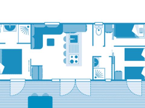 MOBILHOME 6 personnes - Cottage KEYWEST 6p 3ch 2sdb clim Premium