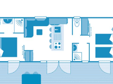 MOBILHOME 4 personnes - Cottage KEYWEST 4P 2ch 2sdb clim Premium