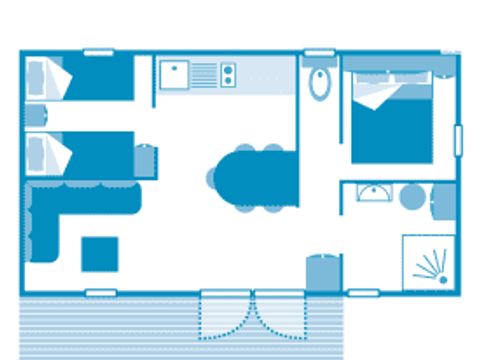 MOBILHOME 5 personnes - Cottage Ellione 4/5p 2ch clim ***