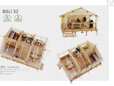 LODGE 5 personnes - Lodge toilé BALI – 32 m² –  sans sanitaires