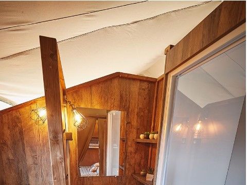 Tente en toile et en bois 5 personnes - Tente Kenya avec SDB