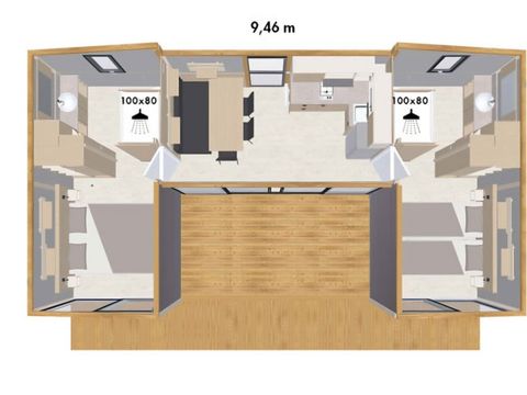 CHALET 4 personnes - Chalet premium 2 chambres 2 salles de bains face a l'etang 1/4 pers
