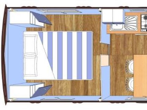 Hébergement 4 personnes - Roulotte Standard 20m² (1 chambre) sans sanitaires