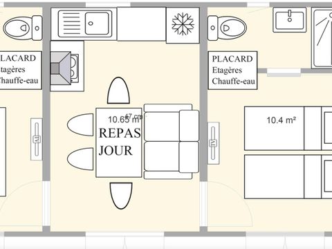 CHALET 4 personnes - Premium 35m² (2 chambres - 2 salles de bain) TV - Lave vaisselle