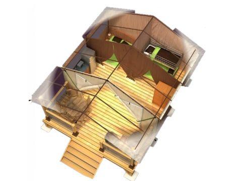 Bungalow toilé 5 personnes - 2 chambres - 30m² - Sans sanitaires