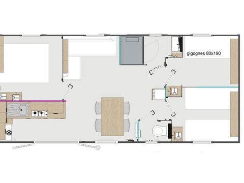 Mobilhome 8 personnes - Loisir+ - 3 chambres - 30m²