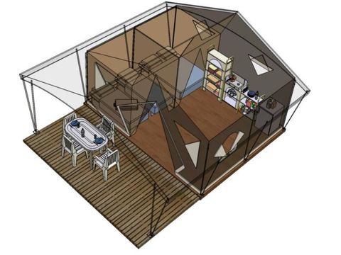 Bungalow toilé 4 personnes - 2 chambres 20m² - sans sanitaires