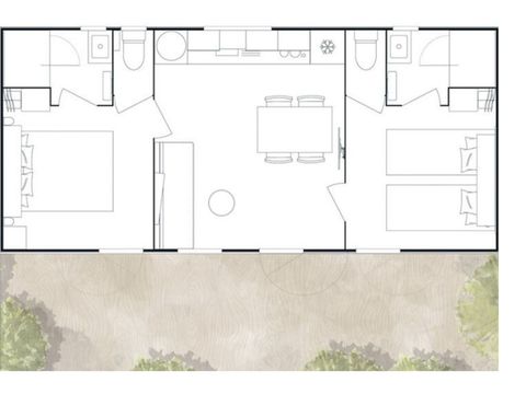 Mobilhome 6 personnes - Confort+ - 2 chambres - 2 salles de bain