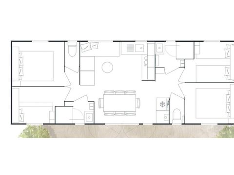Mobilhome 8 personnes - Confort+ - 4 chambres - 2 salles de bain