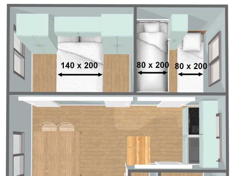 CHALET 5 personnes - Chalet Confort Acacia 2 chambres proche piscine