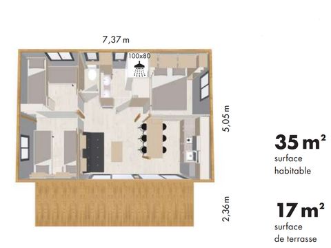 CHALET 6 personnes - PRIVILEGE Marsanne 2025 - 3 ch - TV - 35m2, terrasse couverte de 17m2