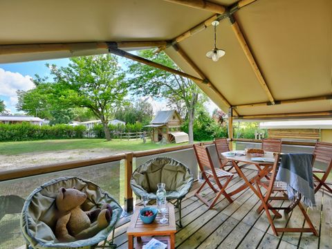 TENTE TOILE ET BOIS 5 personnes - Lodge Kenya Confort 35m² 2 chambres + Terrasse couverte 4/5 pers