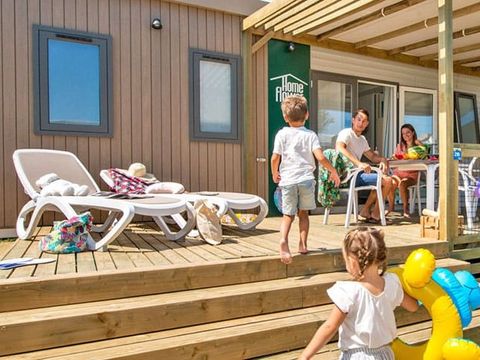 MOBILHOME 6 personnes - COTTAGE Premium 35m² 3 chambres + TV + Lave-vaisselle + climatisation + terrasse XL semi-couverte 1/6 pers