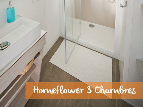 MOBILHOME 6 personnes - COTTAGE Premium 35m² 3 chambres + TV + Lave-vaisselle + climatisation + terrasse XL semi-couverte 1/6 pers