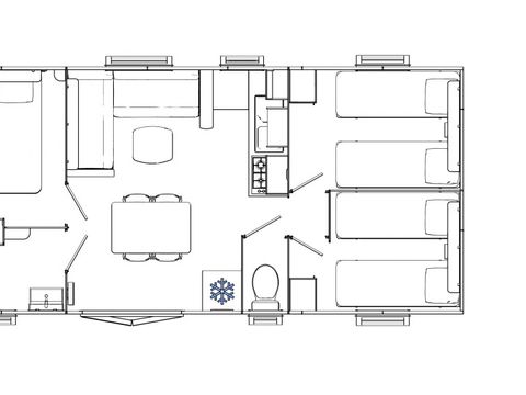 MOBILHOME 6 personnes - COTTAGE Premium 3ch   35m² 3 chambres + TV + Lave-vaisselle + climatisation + plancha + terrasse XL