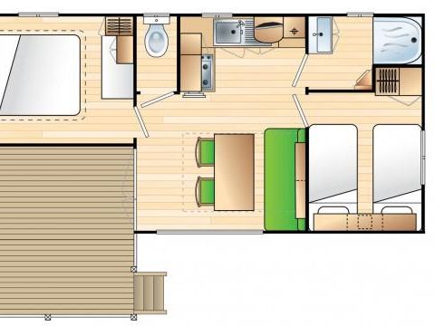 MOBILHOME 4 personnes -  Mobil home Premium 27m² (2 chambres) + terrasse couverte +Lave vaisselle + TV + Climatisation 4 pers