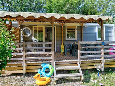 MOBILHOME 6 personnes -  Mobil home Premium 31m² (3 chambres) + terrasse couverte + Lave vaisselle + TV + Climatisation 6 pers